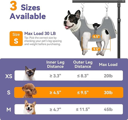 niffgaff Adjustable Dog Grooming Arm with Clamp, 26″–40″ Height, S Hammock with Back Buckle, No-Sit Grooming Restraint for Small & Medium Dogs