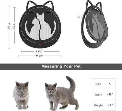 HIDROSIL Cat Door for Screen Door, Inside Openning 10x10x0.5 inch, Patent Desigh Pet Screen Door with Lockable Magnetic Flap for Doggy and Cat Door, Suitable 0-18lb Cats and Small Dogs, Black