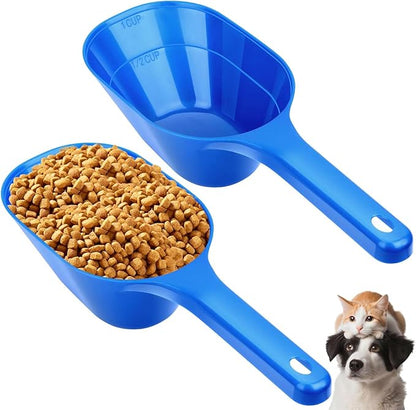 Dog Food Scoop, 1 Cup Pet Food Scoop With Measuring Lines (blue)