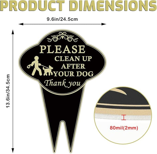 2 Pack Please Clean Up After Your Dog Sign, 10”x14” Double-Sided No Dog Poop Signs Heavy Duty Aluminum for Lawn Easy Install, Pick Up After Your Dog Sign with Integrated Stake for Yard, Outdoor Use