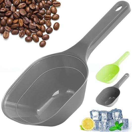 2PACK Dog-Cat Food-Scoop Measuring-Cup,1 Cup Capacity Versatile Plastic Pet Food Scoop with Measuring Lines 1 Cup and 1/2 Cup for Precise Portion Control (Grey and Green)