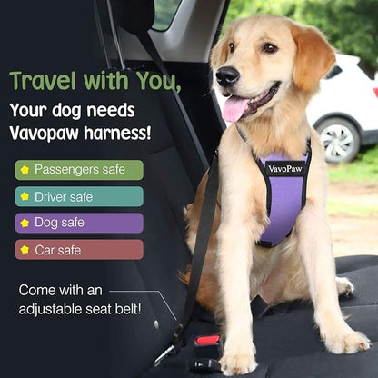 Dog Seat Belt, Safety Vest Dog Car Harness with Adjustable Buckle Dogs Seat-Belt for Vehicle Nylon Pet Safety Seats Belts Heavy Duty(M, Purple)