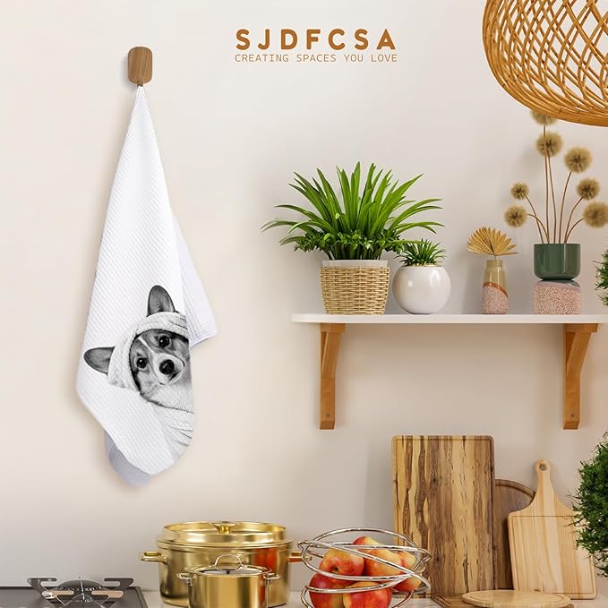 Funny Corgi Hand Towels, Corgi Gifts for Women, Gifts for Dog Lovers Mom Dad Owners Decorative Hand Towels for Bathroom Decor, Funny Dog Bathroom Decor, 16x24 Inch