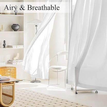 NICETOWN 132 Inch Sheer White Curtains Long 2 Panels for Living Room, 52" Wide Grommet Window Curtains Drapes for Living Room Bedroom- Home Decoration Light Filtering Elegant Window Drapes