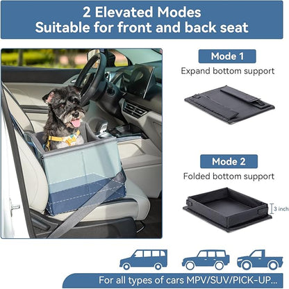 Upgraded Dog Car Seats for Small Dogs Under 25lbs – Safety Booster Seat with Patent Buckles, Adjustable Leash, for Travel, Cars, SUV, Pickup – A4Pet Pet Bed for Puppy & Cat