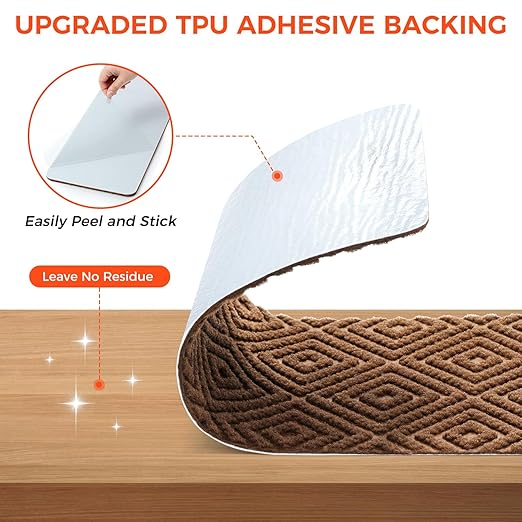 BAGAIL 15 Pack Non-Slip Stair Treads for Wooden Steps, 8"x30" Peel and Stick Carpet Stair Runners, Machine Washable Indoor Step Covers with No-Residue Adhesive for Dogs, Kids & Elderly - Brown