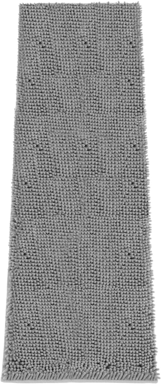 Absorbent Dog Door Mat for Muddy Paws, 72" x 24" Chenille Indoor Mats for Entryway, Trap Dirt Front Door Mat Indoor Entrance Washable Non Slip Soft Light Grey