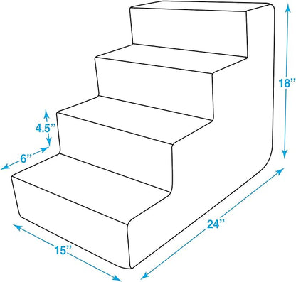 Best Pet Supplies Dog Stairs & Steps - Foam Steps for Small Dogs & Cats, Non-Slip Indoor Balanced Pet Step Support, Dog Ramp, No Assembly, Sand, 4-Step (18-inch Height)