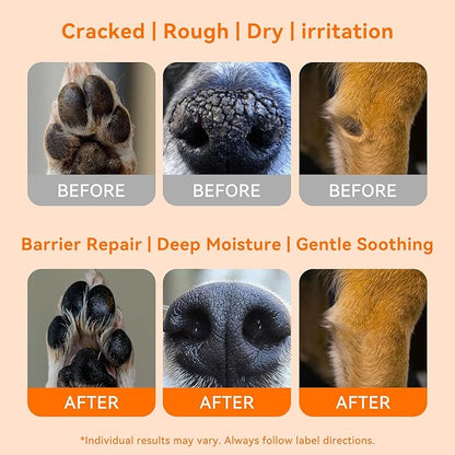 PUAINTA Lick-Safe Dog Paw & Nose Balm with Mess-Free Roller Ball - Safety Cap, Fast-Absorbing Protector for Winter Snow, Salt & Hot Pavement - Unscented Snout Soother - 2oz
