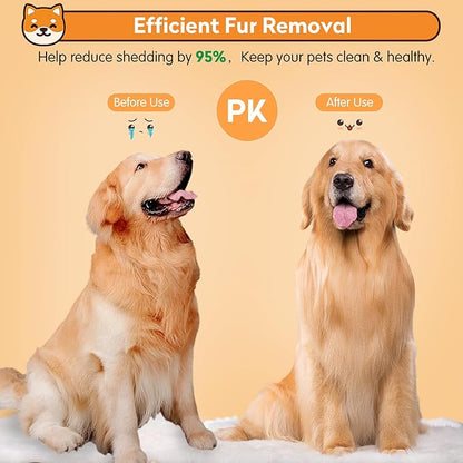 Dog & Cat Brush Kit 2PCS, Self Cleaning Slicker Brush for Pets, Dog Brush for Shedding Massaging and Grooming, Removes Loose Undercoat & Portable Comb for Long Short Haired Dogs(Pink)