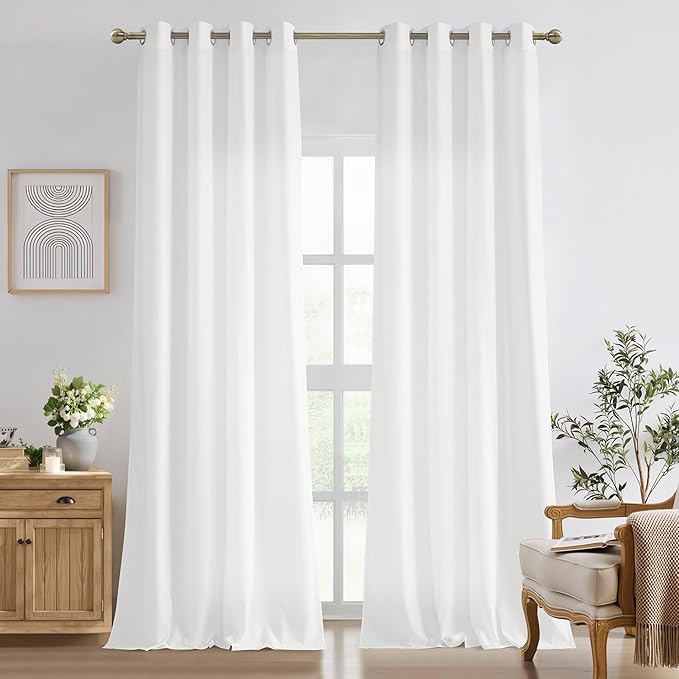 NICETOWN Non-See-Through White Privacy Sheer Curtains 96 inches Long 2 Panels, 52" Wide Grommet Window Curtains Drapes for Living Room Bedroom- Home Decoration Light Filtering Elegant Window Drapes