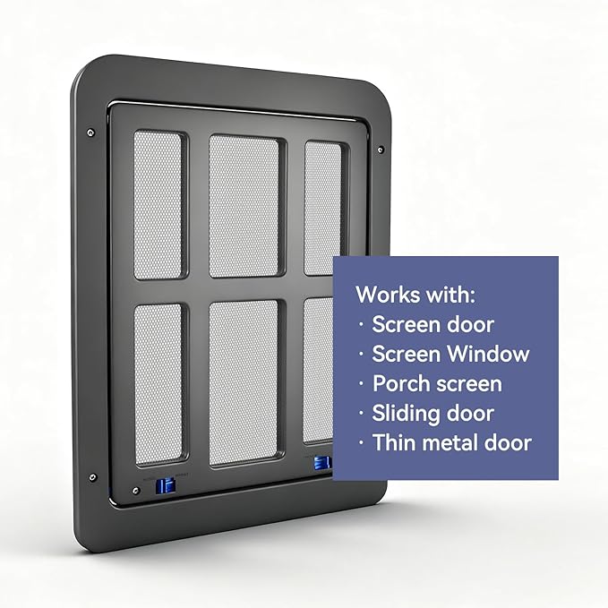 Namsan Pet Screen Door, Doggy Door for Sliding Screen Door, 8.3 x 10.3 Inches Cat Door for Screen Door, Magnetic Close Small Dog Door Window Porch, Black
