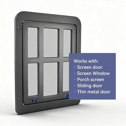 Namsan Pet Screen Door, Doggy Door for Sliding Screen Door, 8.3 x 10.3 Inches Cat Door for Screen Door, Magnetic Close Small Dog Door Window Porch, Black