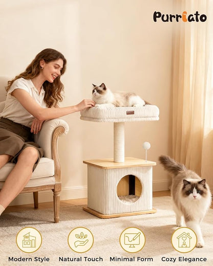 Modern Cat Tree for Indoor Cats, Nordic Loft Style, Cat Tower for Kitten with Sisal Scratching Posts, Soft Padded Beds & Cozy Condos, Floor-Mounted for Kittens & Adult Cats