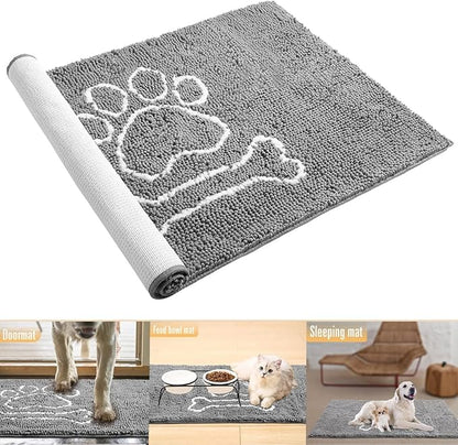 AROGAN Indoor Door Mat Entryway Rug Traps Mud and Water, Chenille Doormat for Muddy Shoes and Dog Paws, Machine Washable Doormat, Front Door Mat, Busy Area Dog Rugs for Floors, Entrance, 20x32 Grey