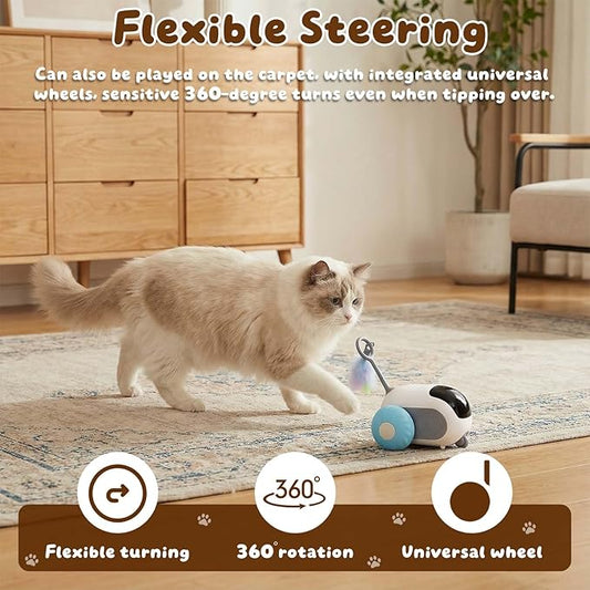 Interactive cat Toy, Rechargeable, Automatic Moving Kitten Toy, New Type of cat Toy with Tail, Touch-Activated Kitten Toy for Play, Suitable for Indoor Boredom Relief for Adult Cats (Blue)