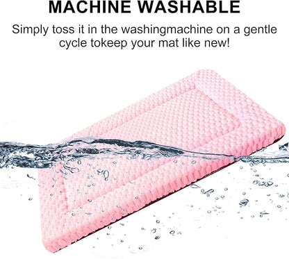 Dog Bed Mat,Reversible & Ultra Soft Kennel Pad-Machine Washable Pet Bed for Dogs & Cats-All-Weather Crate Liner for Crates,Carriers & Travel (Pink, 23" L x 17" W x 1.5" Th)