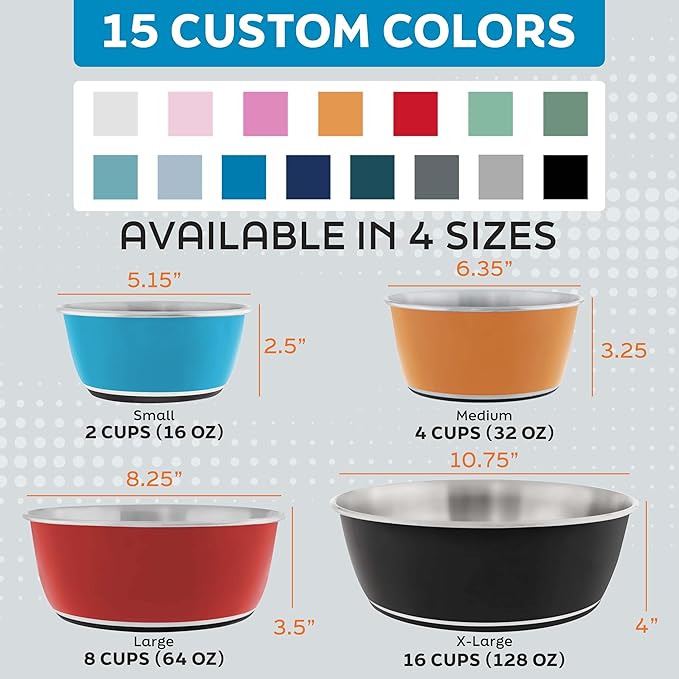 Master Pet Supply Stainless Steel Dog Bowls Set of 2 (16 Oz Each) with Non-Slip Rubber Base - Camo Patrol - Basic Dog Food Bowl Water & Food Bowls for Small Medium Large Dogs & Cats, Metal Dish