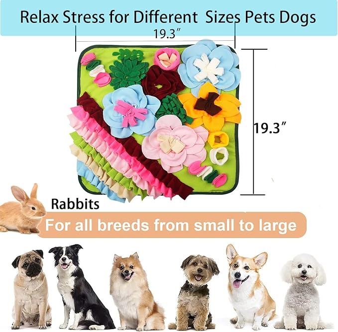 Snuffle Mat Dogs Pet Slow Feeding Mats Puppy Sniffing Pad,Cat Interactive Puzzle Toys for Small,Medium,Large Dogs,Encourages Natural Foraging Skills,Training,Stress Release (Leaf)