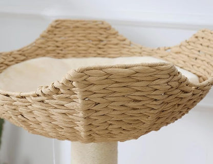 SHENGOCASE 2-Pack 18" Large Cat Tower Tree Add ons Accessories Replacement Part Basket Bed, Handwoven Wicker Rattan Nest Bowl with Soft Cushion