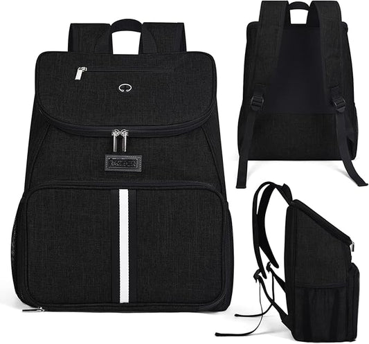 BAGLHER丨Dog Travel Bag, Airline Approved Pet Supplies Backpack, Dog Travel Backpack Accessories Set with 2 Silicone Collapsible Bowls and 2 Food Baskets. Black