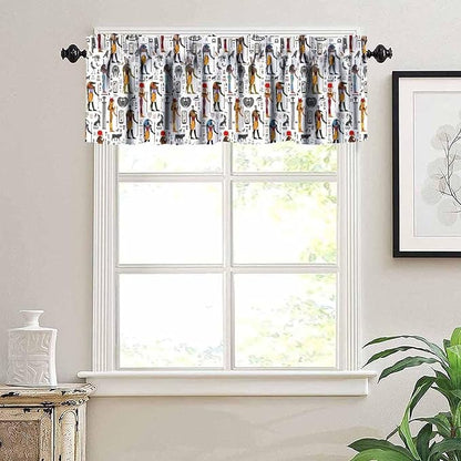 Ancient Egypt Valance Curtains Vintage Egyptian Culture Hieroglyph and Symbol Mysterious Egypt Ethnic Religion Window Valance Curtain for Farmhouse Bedroom Living Room Kitchen 54x18inch