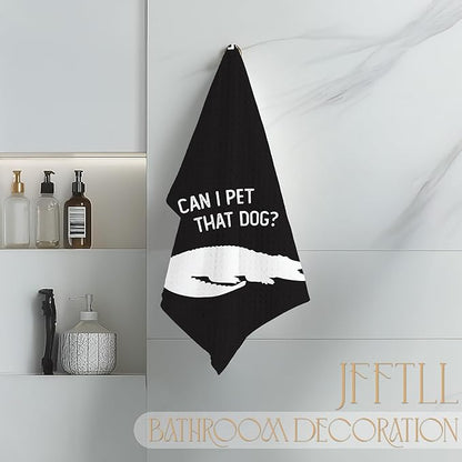 Funny Alligator Kitchen Towels, Alligator Gifts, Animal Lover Gifts Dish Tea Towels for Kitchen Decor, Can I Pet That Dog Decorative Hand Towel for Bathroom, 16x24 Inch