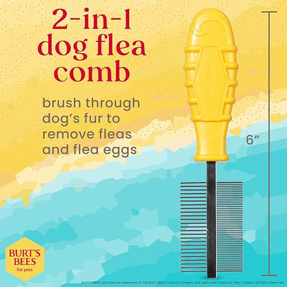 Burt's Bees for Pets Dual Sided Flea Comb with Handle Made from Recycled Plastics Collected from Coastal Communities, 2-in-1 Grooming Tool for Dogs, Dog Comb Removes Fleas & Flea Eggs