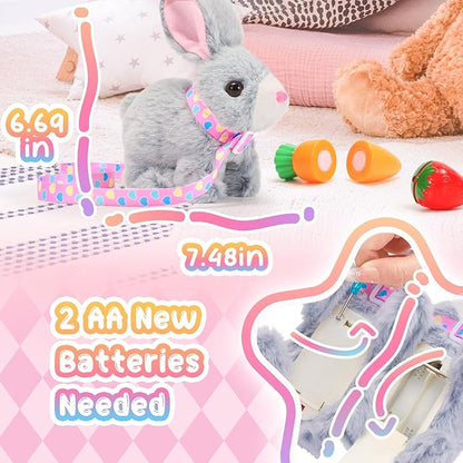 Tagitary Easter Plush Bunny Toy for Kids,Interactive Realistic Bunny with Sounds,Walking,Ears Wiggling,Twitch Mouth and Nose,Hopping Rabbit Toys Easter Basket Stuffers Birthday Gift for Toddlers