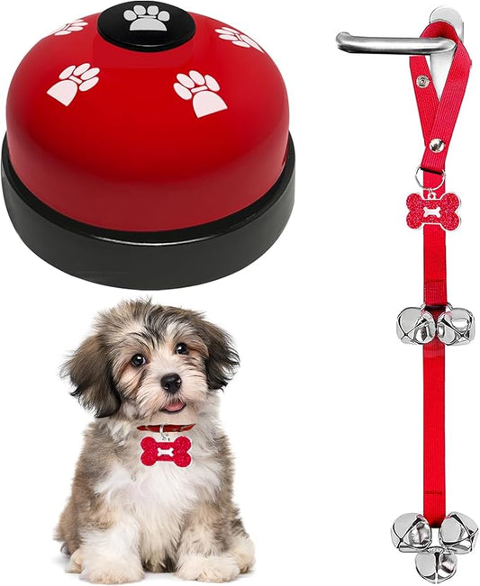 2 Pack Dog Door Bells, Dog Doorbell to go Outside Puppy Train Bell for Dogs to Ring to go Potty, Puppy Toilet Training Bell Jingle Bells for Door Knob (Red)