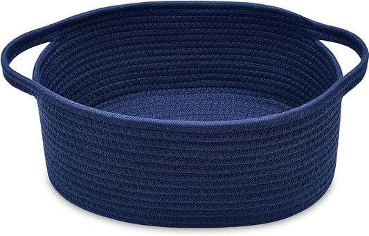 ABenkle Small Basket with Handles - Decorative Durable Rope Woven Storage Bin Shelf Storage Organizer Cube, Easter Baby Gift Basket, 12"x8"x5"