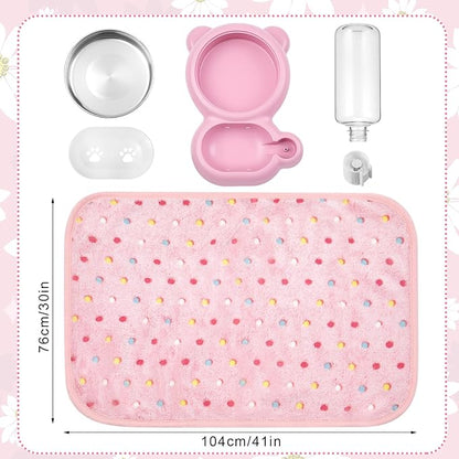 BreezeHug 3 Pieces Dog Tent Bed Cat Princess Tent with Food-Water Bowl and Washable Blanket for Small Pet, Indoor Removable Pink Nest Teepe Pet House Kit for Small Cat, Dog, Puppy, Rabbit