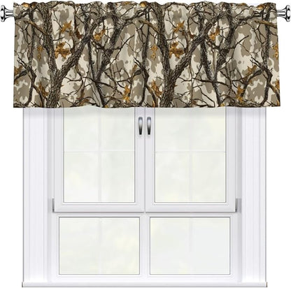 Worltoldb Camo Curtain Valance Short Rod Pocket Window Treatment for Living Room Bedroom Kitchen Bathroom 1 Panel 54" W x 18" L