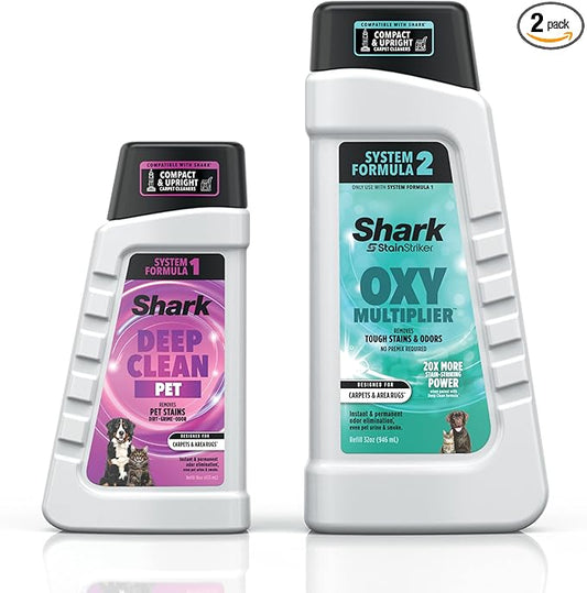 Shark StainStriker Pet Bundle for All StainStriker Portable Carpet Cleaners, Includes 32oz OXY Multiplier formula and 16oz Deep Clean Pet formula, PXCPBUNDLE