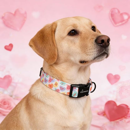 ARING PET Valentine's Day Dog Collar, Cute Candy Heart Pet Collars with Quick Release Buckle for Puppy Small Medium Large Boy Girl Dogs-S
