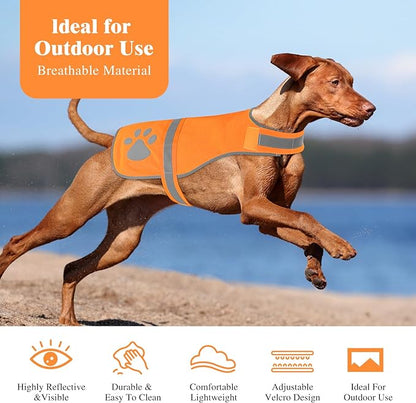 Candofly Safety Reflective Dog Vest High Visibility Pet Hunting Vest Lightweight Dog Jacket for Night Walking Hunting Camping (Orange, XX-Large)