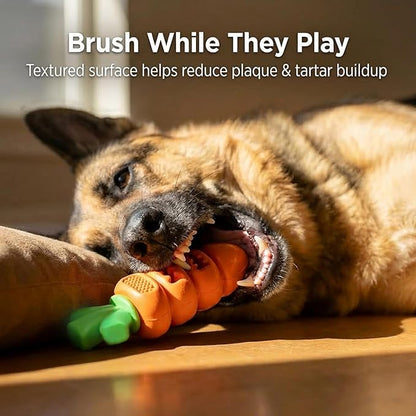 3 Pack Dog Toys for Aggressive Chewers – Bacon Flavored 7" Tough Chew Bone, Hard Nylon & Rubber Teeth-Cleaning Toys, Carrot-Shaped Chew Toy Set for Medium & Large Dogs 20–70 lbs