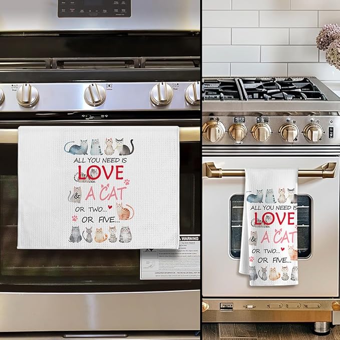 Cat Kitchen Towels - Quick-Dry Kitchen Hand Towels Decorative, Diverse Cat Gathering Art Decorative Dish Towel for Devoted Pet Moms | Tea Towel Home Accent & Heartfelt Mantra Gift for Feline Ladies