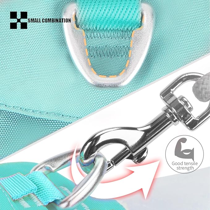 Cordura Durable Dog Harness, Reflective No-Pull Pet Vest Harness for Small Medium Dogs, Adjustable Lightweight Breathable Dog Harness for Walking Hiking Outdoor (Aqua Green, L)