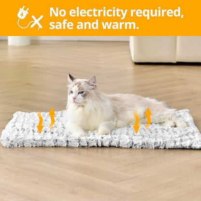 Self Warming Cat Bed, 24" x 18" Ultra Soft Cat Dog Pet Heating Pad for Indoor Outdoor, Non-Slip Heated Cat Mat Thermal Blanket