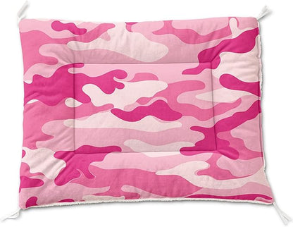 Dog Cat Bed Mat Ultra Soft Fluffy Pet Bed Washable Fashion Dog Crate Beds Comfy Comfy Pet Sleeping Pad Suitable for Pet Raised Bed(30"x26",Pink Camo)