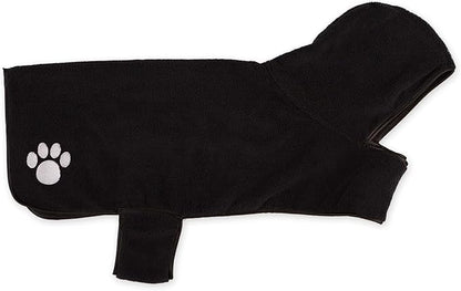 Bone Dry Pet Robe Collection Embroidered Absorbent Microfiber Bath Robe with Adjustable Closure, for Dogs & Cats, Large, Black