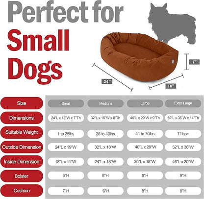 Majestic Pet 24 Inch Suede Calming Dog Bed Washable – Cozy Soft Round Dog Bed with Spine Support for Dogs to Rest Their Head - Fluffy Donut Dog Bed 24x19x7 (Inch) - Round Pet Bed Small – Rust (2025)