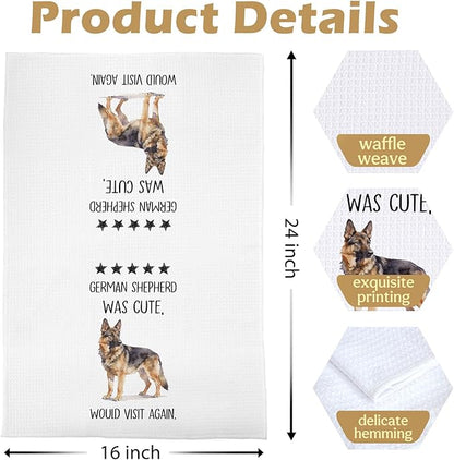 German Shepherd Towels - German Shepherd Gifts Decorative Waffle Dish Towels, Dog Gifts Hand Towel for Women, Dog Mama Gift Tea Towel, 16x24 Inch Set of 2