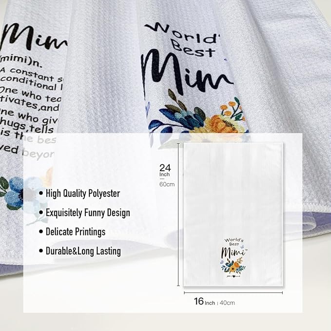 Kitchen Towels for Mimi-Funny Joked Hand Dish Kitchen DéCor, Hilarious Absorbent Tea Bar Towel, for Mimi Nana Grandmother On Mother's Day,Birthday,Christmas,Thanksgiving 16" x 24"