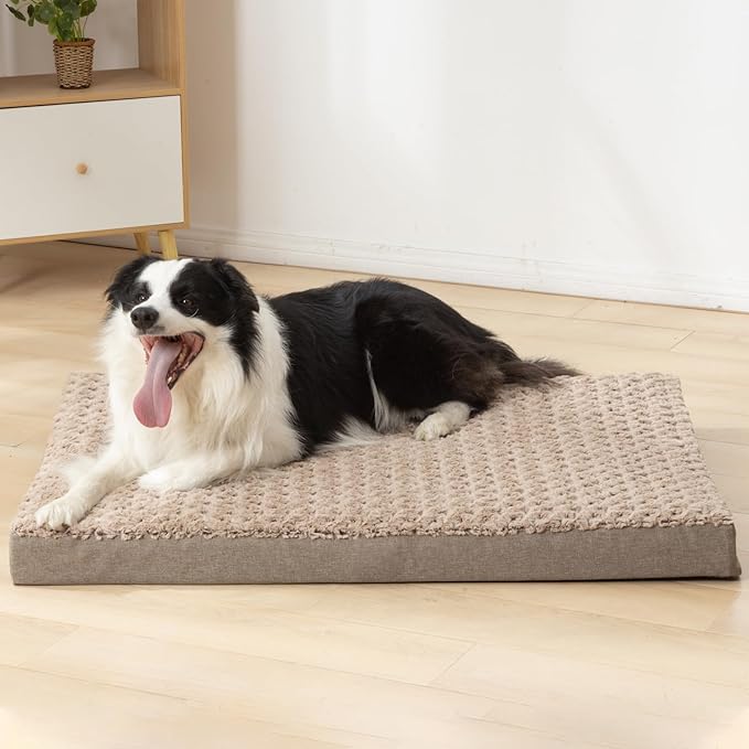 KHONSU PET Dog Bed Mat Plush 4in Orthopedic Pad for Large Dogs up to 150 lbs Waterproof Removable Cover Machine Washable for XXXL Dogs
