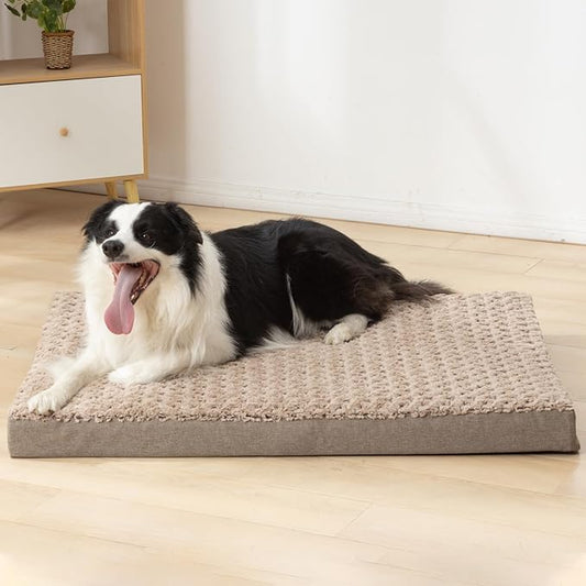 KHONSU PET Dog Bed Mat Plush 4in Orthopedic Pad for Large Dogs up to 150 lbs Waterproof Removable Cover Machine Washable for XXXL Dogs