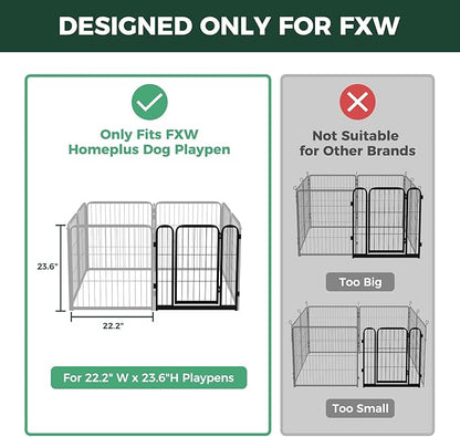 FXW Homeplus Unleashed Dog Playpen Designed for Indoor Use, 1 Add-on Gate, 24" Height for Puppy and Small Dogs, Black │Patented