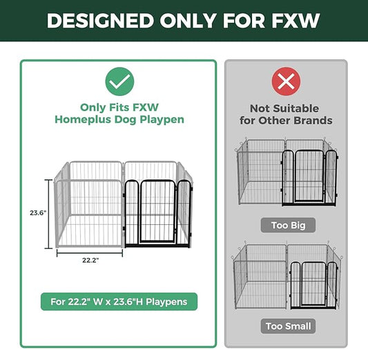 FXW Homeplus Unleashed Dog Playpen Designed for Indoor Use, 1 Add-on Gate, 24" Height for Puppy and Small Dogs, Black │Patented