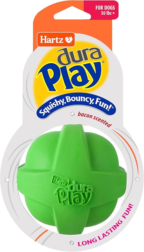 Hartz DuraPlay Bacon Scented Dog Toys, Large 1 Count, Colors may vary